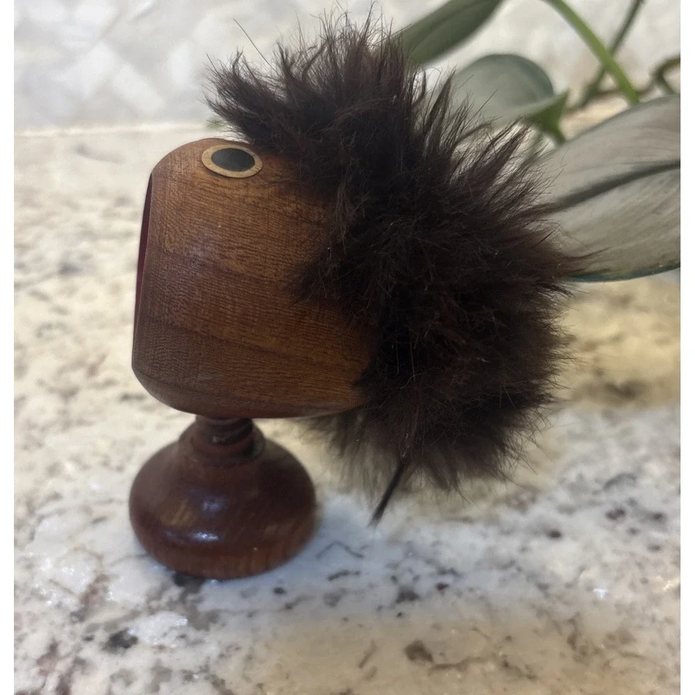 Vintage Wooden Figural Nutcracker Funny Face Hair‎ Screw Nutcracker Folk Art